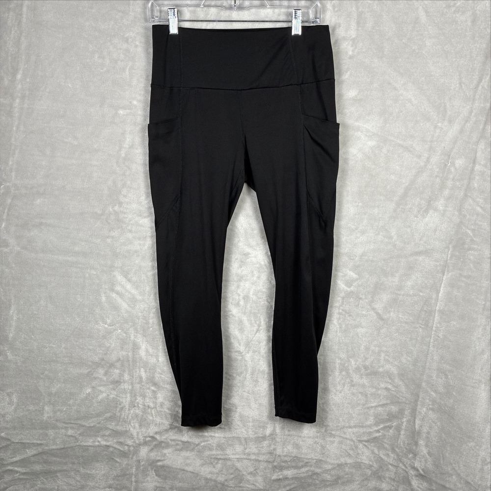 Members Mark Everyday High Rise Ankle Leggings Black Soot Pockets PW78212 Size L